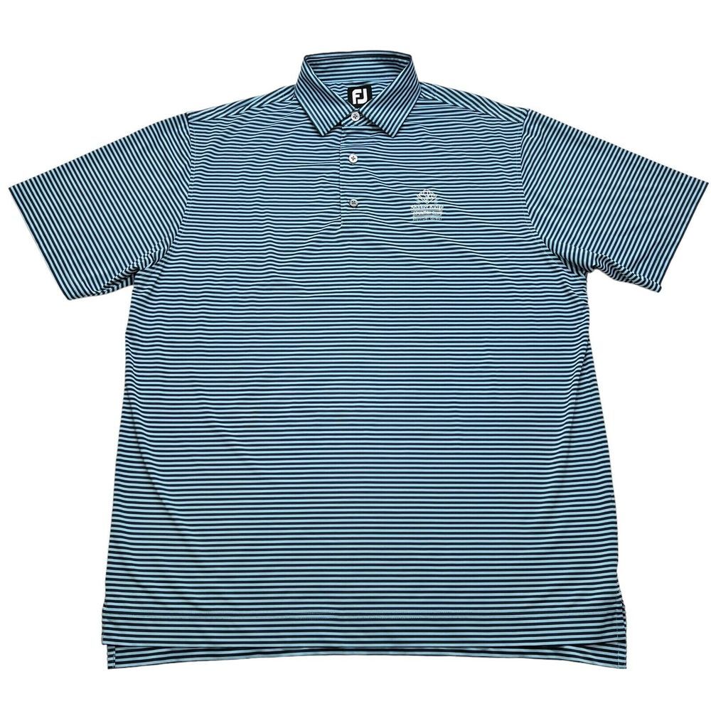 FootJoy Polo Shirt Mens Large Blue Striped Casual Golf Performance FJ‎ Stretch